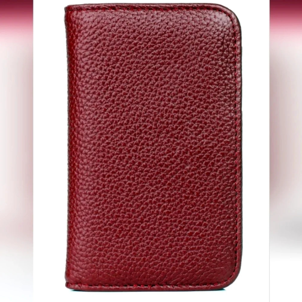 NWT Julia Buxton Hudson RED Leather Pik-Me-Up Snap Card Case **